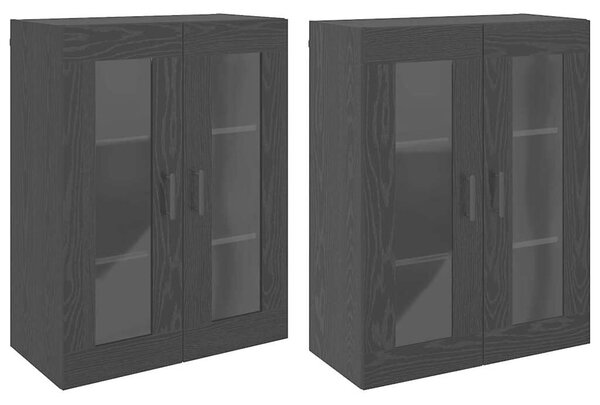 VidaXL Fali Szekrények 2 db Musta tammi 69,5 x 34 x 90 cm Szerelt Fa