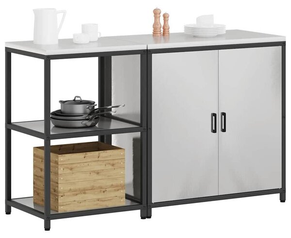 VidaXL Konyhai Tároló Készlet polcokkal 2 pcs Ezüst 150 x 50 x 92 cm