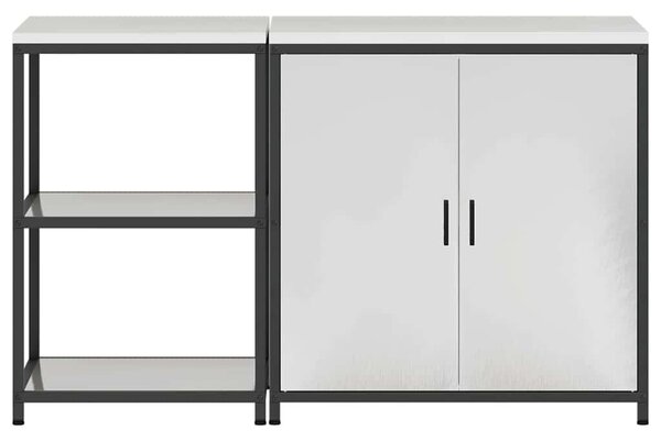 VidaXL Konyhai Tároló Készlet polcokkal 2 pcs Ezüst 150 x 50 x 92 cm