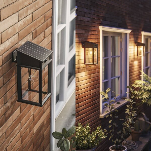 Philips LED kültéri falilámpa Geri UE érzékelővel, szögletes, IP44, Fekete, fém