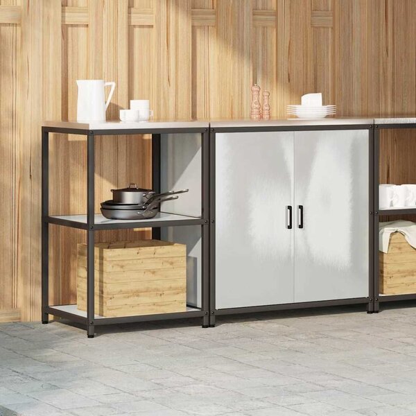 VidaXL Konyhai Tároló Készlet polcokkal 2 pcs Ezüst 150 x 50 x 92 cm