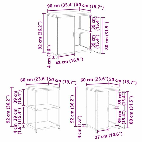 VidaXL Konyhai Tároló Készlet HATTEM 3 pcs Rozsdás Acél