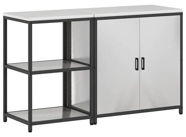 VidaXL Konyhai Tároló Készlet polcokkal 2 pcs Ezüst 150 x 50 x 92 cm