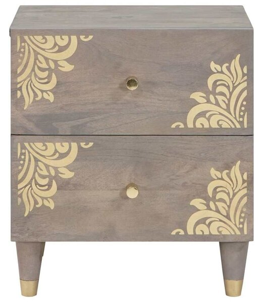 VidaXL Éjjeliszekrény 2 pcs Szürke 40 x 33 x 46 cm tömör mangófa