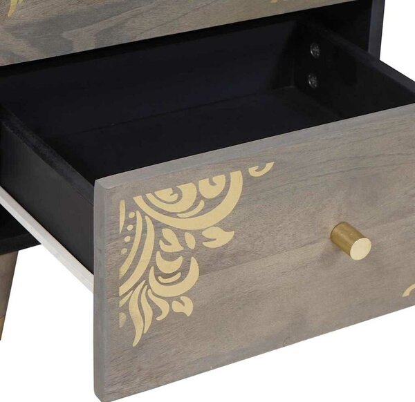 VidaXL Éjjeliszekrény 2 pcs Szürke 40 x 33 x 46 cm tömör mangófa