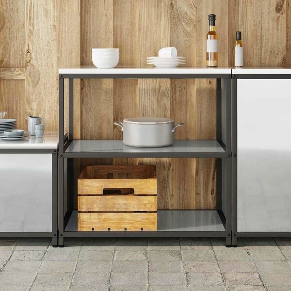VidaXL Konyhai polcrendszer HATTEM Ezüst 90 x 50 x 92 cm Acél