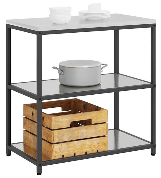 VidaXL Konyhai polcrendszer HATTEM Ezüst 90 x 50 x 92 cm Acél