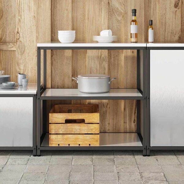VidaXL Konyhai polcrendszer HATTEM Ezüst 90 x 50 x 92 cm Acél