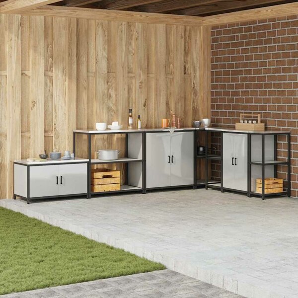 VidaXL Konyhai polcrendszer HATTEM Ezüst 90 x 50 x 92 cm Acél