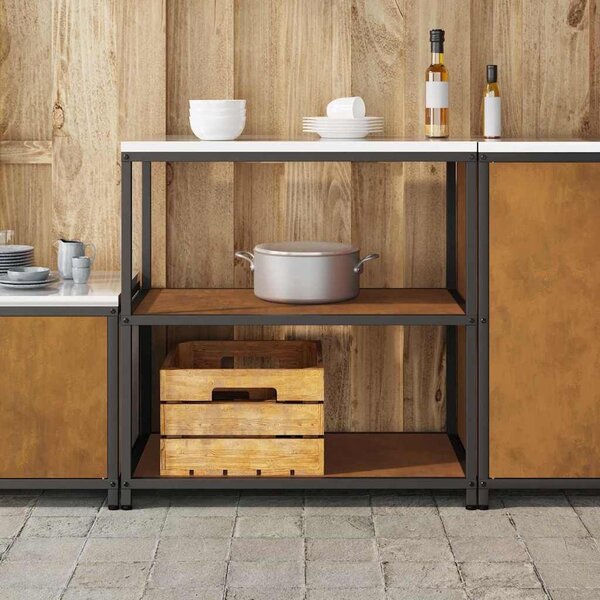 VidaXL Konyhai polcrendszer HATTEM Rozsdás 90 x 50 x 92 cm Acél