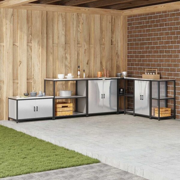 VidaXL Konyhai polcrendszer HATTEM Ezüst 90 x 50 x 92 cm Acél