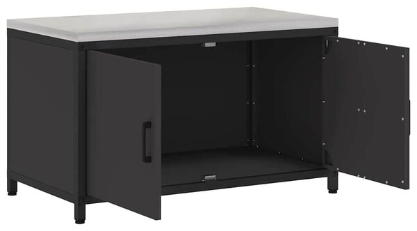 VidaXL Konyhai tárolószekrény HATTEM Fekete 90 x 50 x 53 cm Acél
