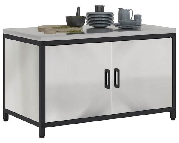 VidaXL Konyhai tárolószekrény HATTEM Ezüst 90 x 50 x 53 cm Acél
