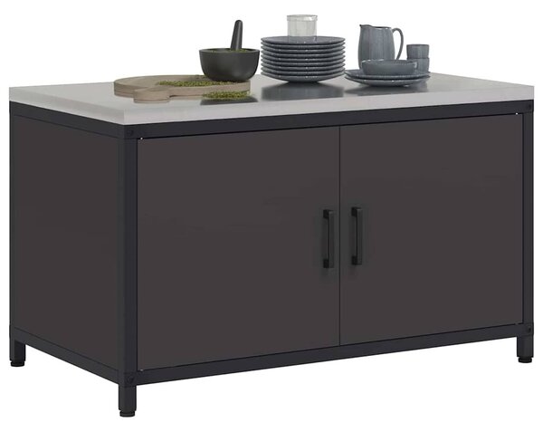 VidaXL Konyhai tárolószekrény HATTEM Fekete 90 x 50 x 53 cm Acél