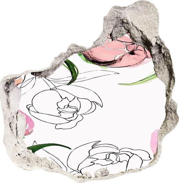 3d lyuk fal dekoráció Bazsarózsa bimbó