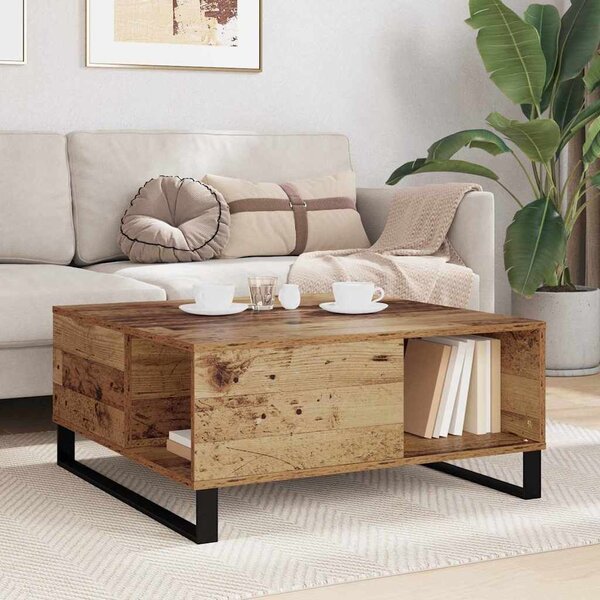 VidaXL Dohányzóasztal Öreg fa 80 x 80 x 36,5 cm Faanyag