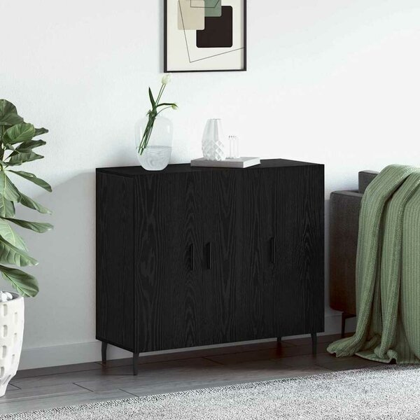 VidaXL Széf Fekete tölgy 90 x 34 x 80 cm Szerelt Fa