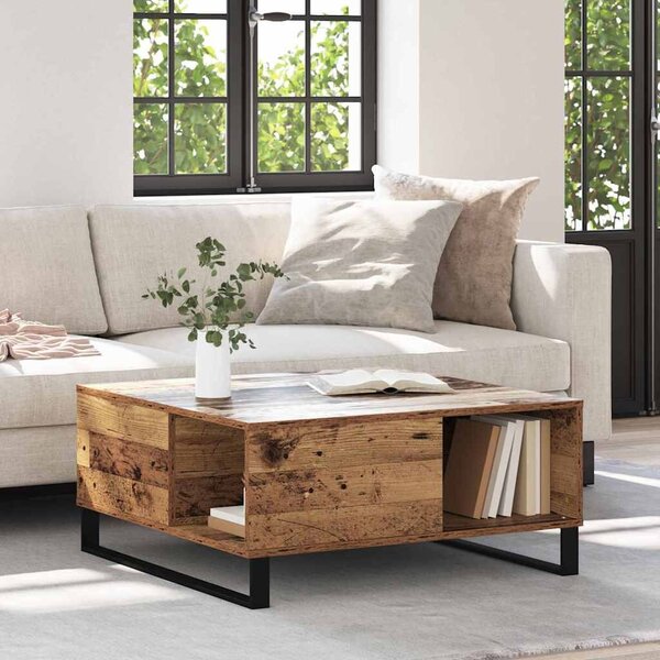 VidaXL Dohányzóasztal Öreg fa 80 x 80 x 36,5 cm Faanyag