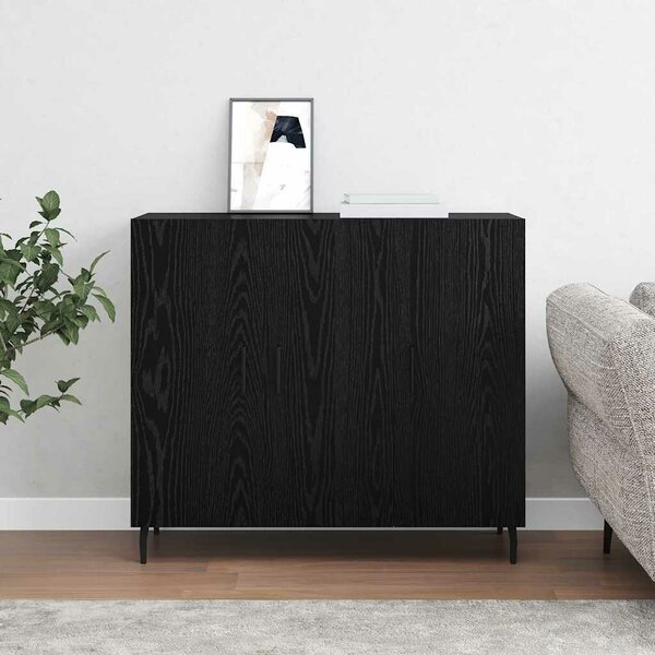 VidaXL Széf Fekete tölgy 90 x 34 x 80 cm Szerelt Fa