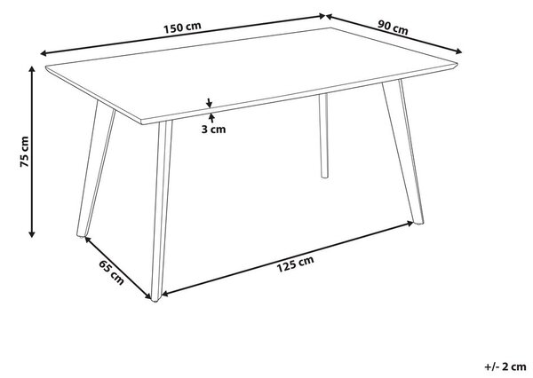 Étkezőasztal DORCAS Fekete 150 cm 90 cm