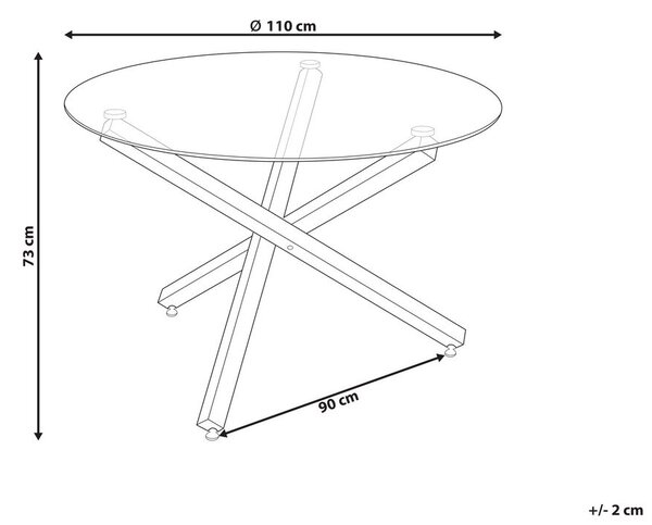 Étkezőasztal BUTLER Ezüst 110 cm 110 cm Edzett üveg