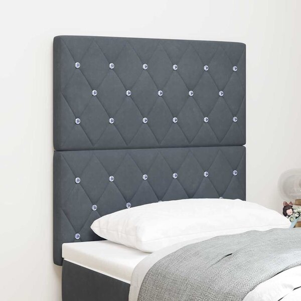 VidaXL LED ágytámla LED szalagokkal Sötétszürke 80 cm Bársony