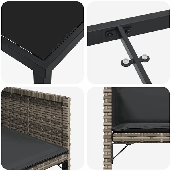 VidaXL Kert étkező szett 5 pcs Szürke polirattan