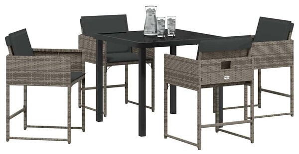 VidaXL Kert étkező szett 5 pcs Szürke polirattan