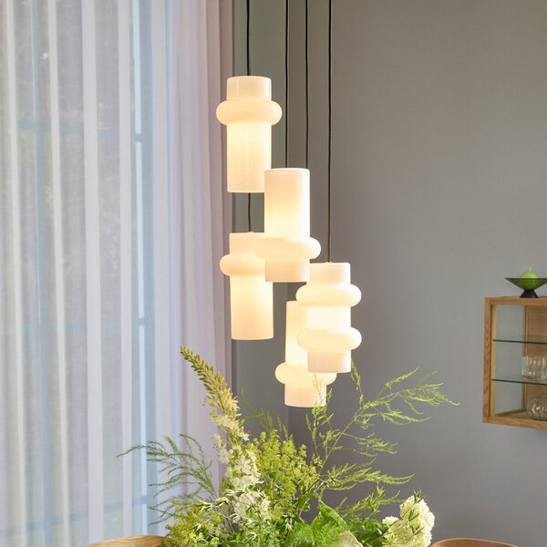 Függőlámpa Hübsch, Pilule Double, dimmable, Fehér, Nappali, Üveg, Skandináv