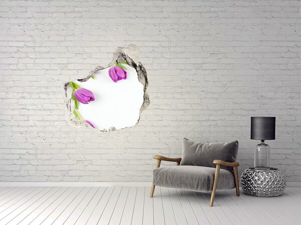3d lyuk fal dekoráció Lila tulipánok
