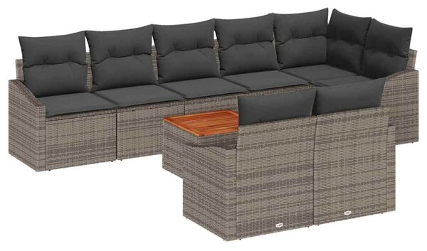 VidaXL Kerti Kanapé Szett tárolóval 9 pcs Szürke polirattan
