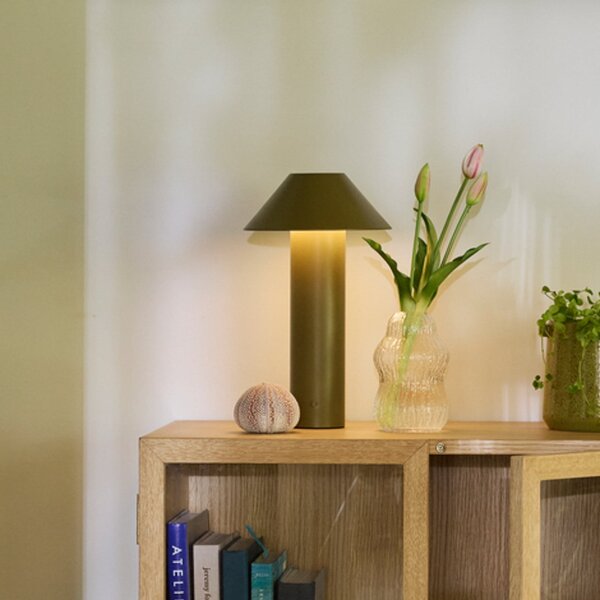 Asztali lámpa Hübsch, Tower, dimmable, Zöld, Nappali, Fém, Modern