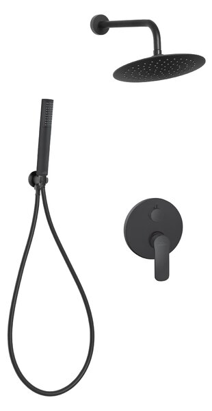 Invena Siros, rejtett zuhanygarnitúra 2 kivezetéses testtel, fekete matt, INV-BS-90-012-A