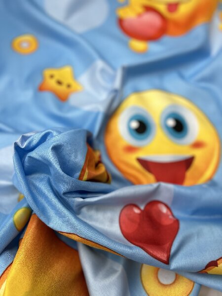 Emoji Blue Photo ágynemű Ágynemű mérete: 140x200 cm - a gombokon, A csomag tartalma: Készletcsomagolás