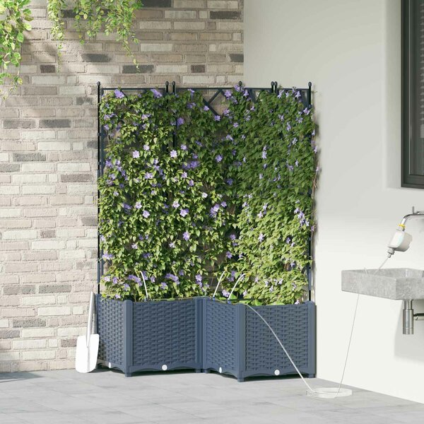 VidaXL Kerti cserép 3 db Szürke 80 x 80 x 142 cm PP