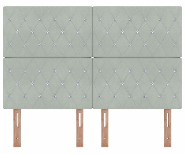 VidaXL LED ágytámla LED szalagokkal Világosszürke 160 cm Bársony