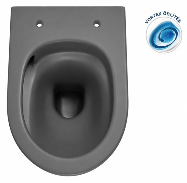 Eros ES BELLA SLIM fali WC - MATT SZÜRKE - WC ülőkével - VORTEX örvényöblítéssel - 49 cm