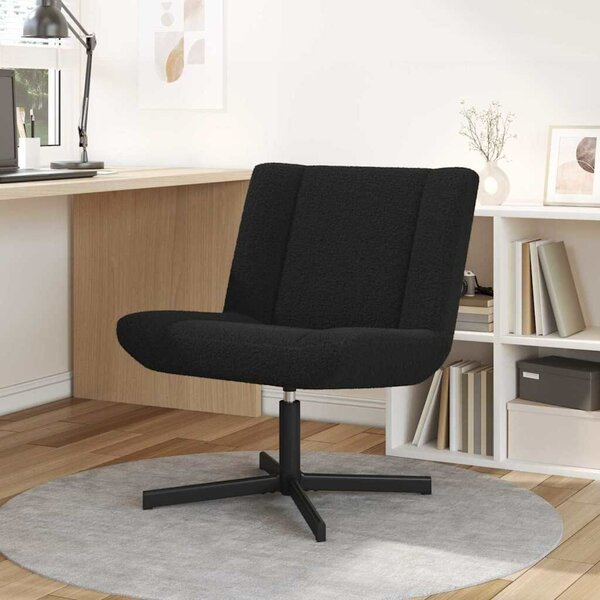 VidaXL Forgószék Fekete 63 x 75 x 76 cm Báránybőr