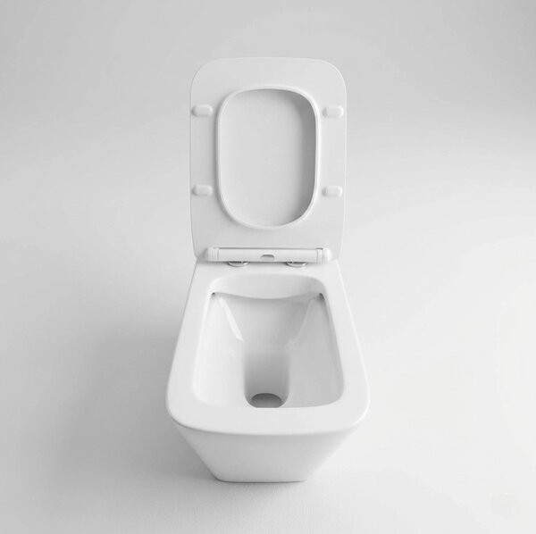 Eros ES QUADRO padlón álló WC - ülőkével komplett - perem nélküli öblítés - alsó / hátsó kifolyású