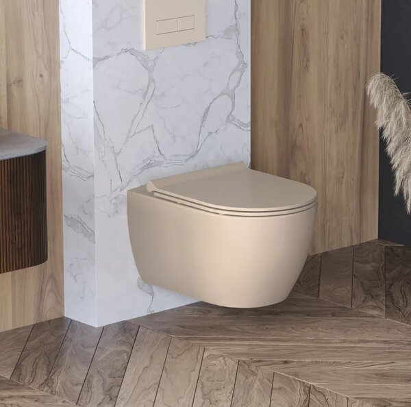 CeraStyle CITY fali WC - MATT BÉZS - rimless - perem nélküli - rejtett rögzítésű - 53 cm