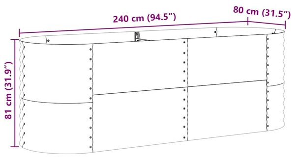 VidaXL Kerti magaságyás Barna 240 x 80 x 81 cm Acél
