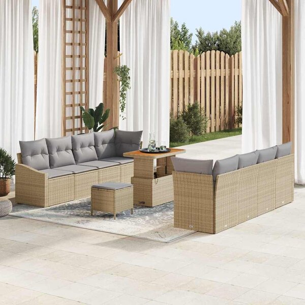 VidaXL Kerti Kanapé Szett párnával 11 pcs Beige és Világosszürke