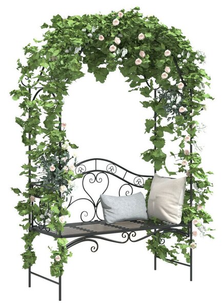 VidaXL Kerti pad párnával Fekete 104 x 54 x 93cm Acél
