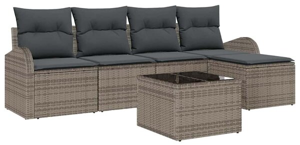 VidaXL Kerti Kanapé Szett 6 pcs Szürke polirattan