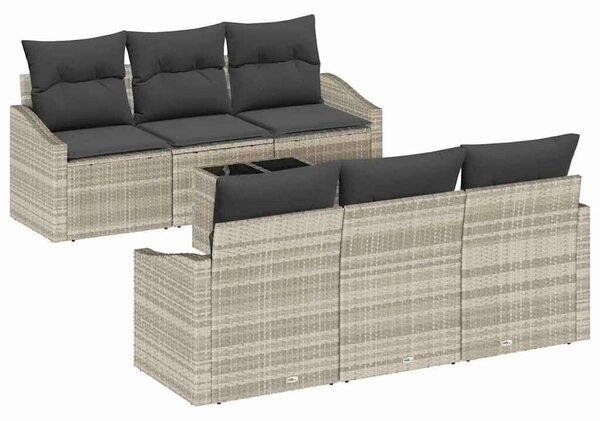 VidaXL Kanapé Szett 7 pcs Világosszürke és Sötétszürke polirattan