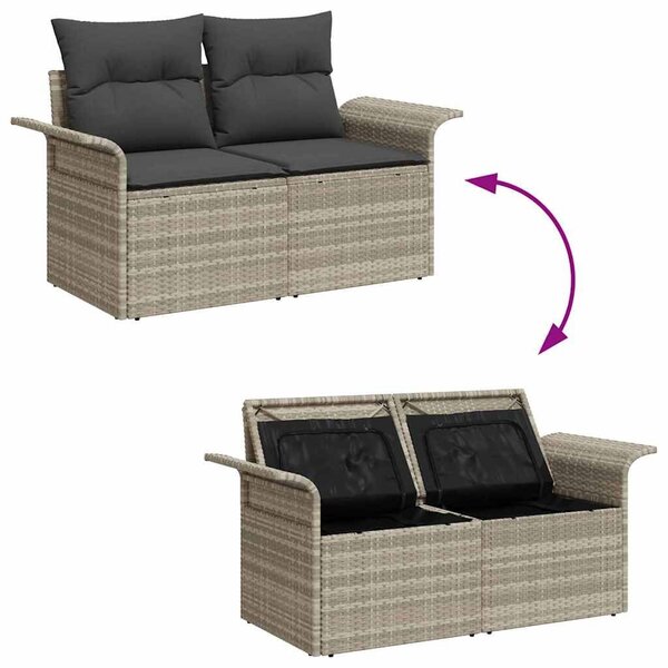 VidaXL Kerti Kanapé Szett párnával 5 pcs Világosszürke Poli rattan