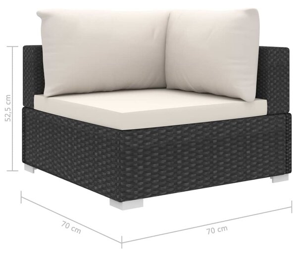 VidaXL 9-részes fekete polyrattan kerti bútorszett párnákkal