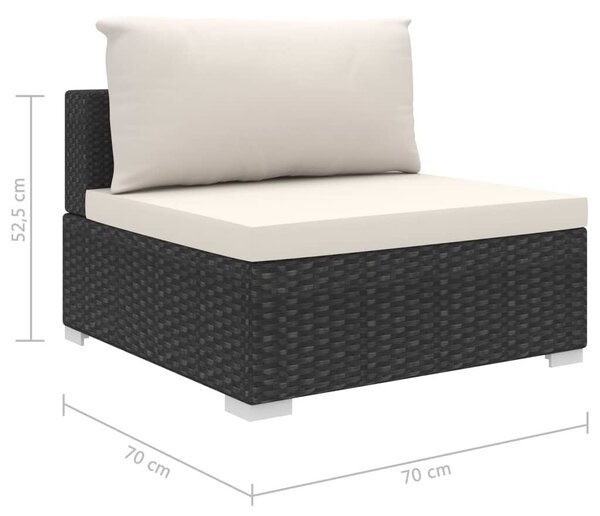 VidaXL 9-részes fekete polyrattan kerti bútorszett párnákkal