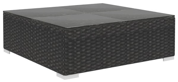 VidaXL 9-részes fekete polyrattan kerti bútorszett párnákkal