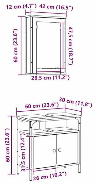 VidaXL Fürdőszoba bútor szett 2 db Barna 60 x 30 x 60 cm Szerelt fa